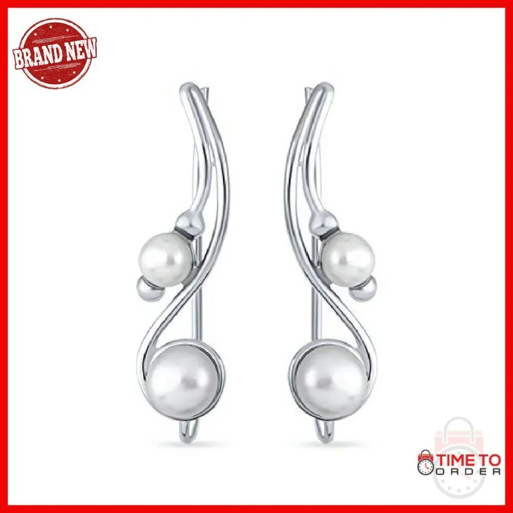 Sterling Silver Opal Ear Cuff Non-Pierced Geometric Huggie Earrings